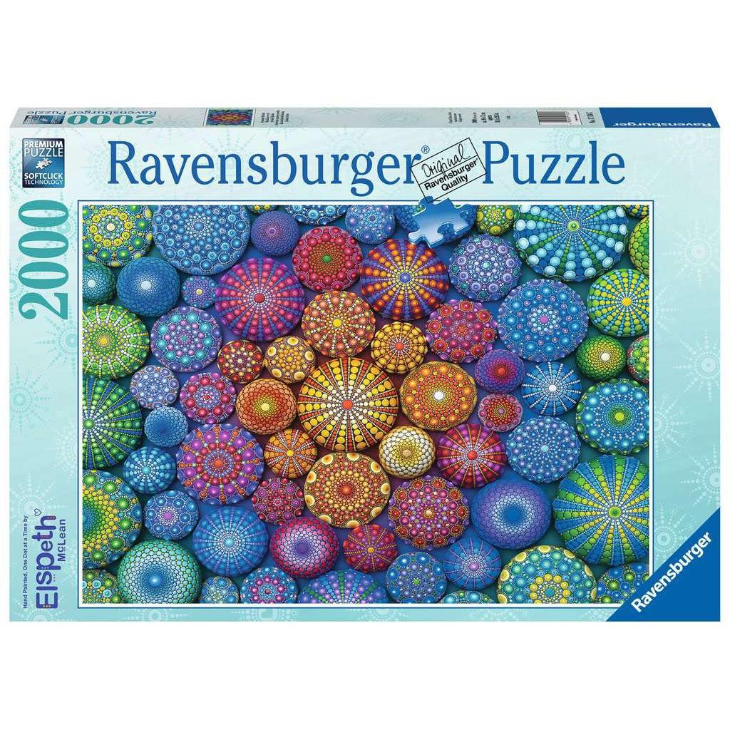 2000-piece Radiating Rainbow Mandalas Puzzle by Elspeth McLean