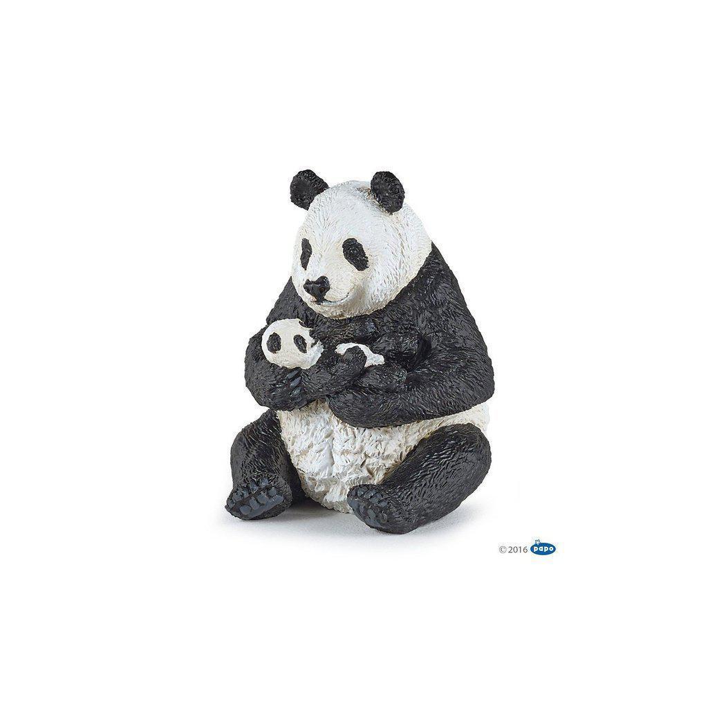 Adorable Sitting Mother Panda with Her Baby Plush Toy