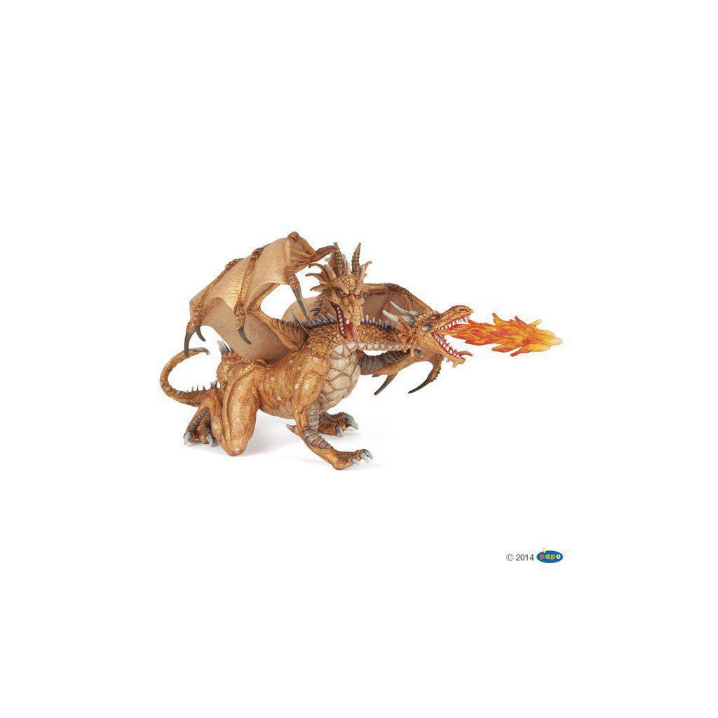 Gorgeous Hand - painted Two - Headed Gold Dragon from Papo's Fantasy World
