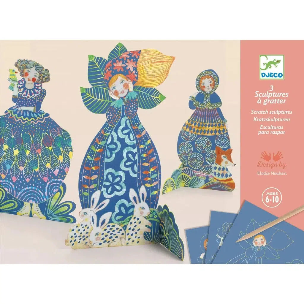 Enchanting 3D Scratch Cards for Creating Pretty Dress - Themed Figures